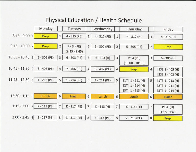 Schedule - PHYSICAL EDUCATION